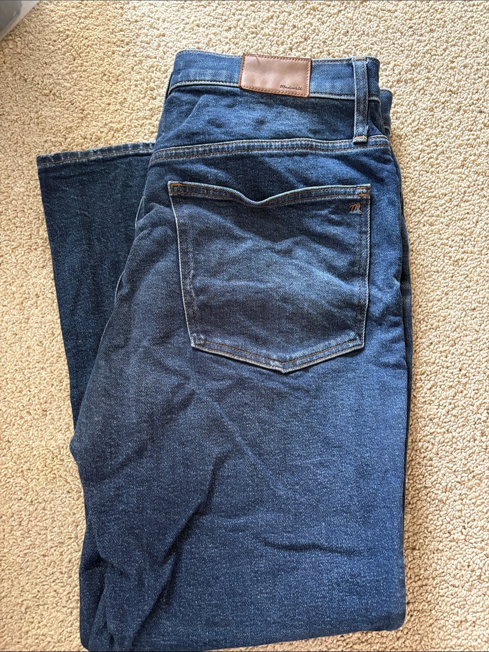 Madewell woman’s Slim Demi boot Straight Jeans in Dark Blue